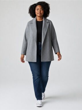 Zoran Vintage 1990’s Wool and Angora Light Gray Open Front Drape Jacket